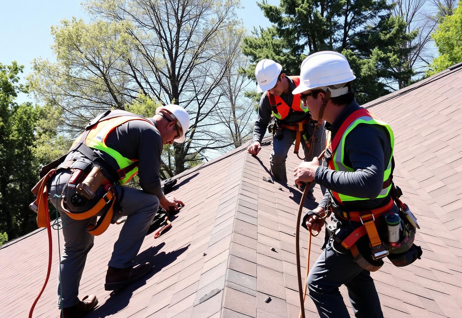 ProBuild Roofing crew installing shingles